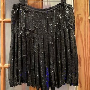 Woman’s Pure Silk Black Sequined Skirt.  Size XL Royal Feelings